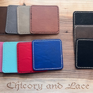 3&quot; SQUARE Customizable Faux Leather Patch, Rectangle Patch, Name Patch, Hat Patch, Vegan Leatherette, Heat Apply Adhesive Back