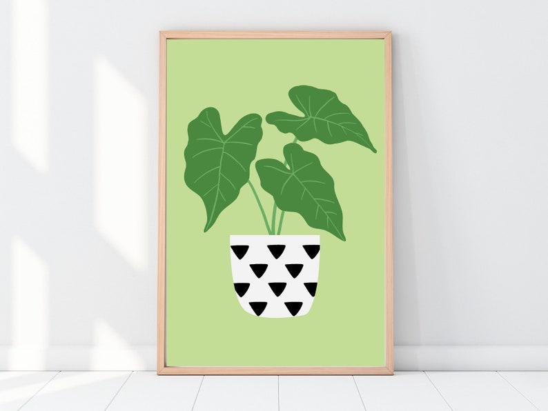 Alocasia Houseplant Print Botanical Home Decor Green Wall Art Unframed A3 A4 A5 8x10 5x7 image 2