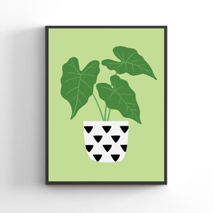 Alocasia Houseplant Print Botanical Home Decor Green Wall Art Unframed A3 A4 A5 8x10 5x7 image 4