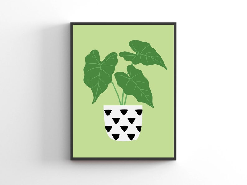 Alocasia Houseplant Print Botanical Home Decor Green Wall Art Unframed A3 A4 A5 8x10 5x7 image 4