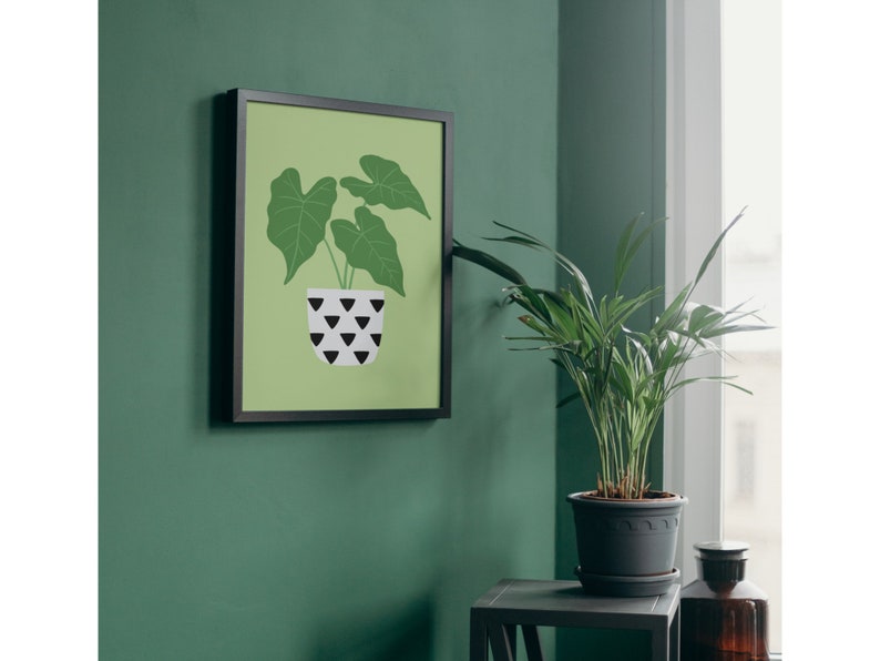 Alocasia Houseplant Print Botanical Home Decor Green Wall Art Unframed A3 A4 A5 8x10 5x7 image 5