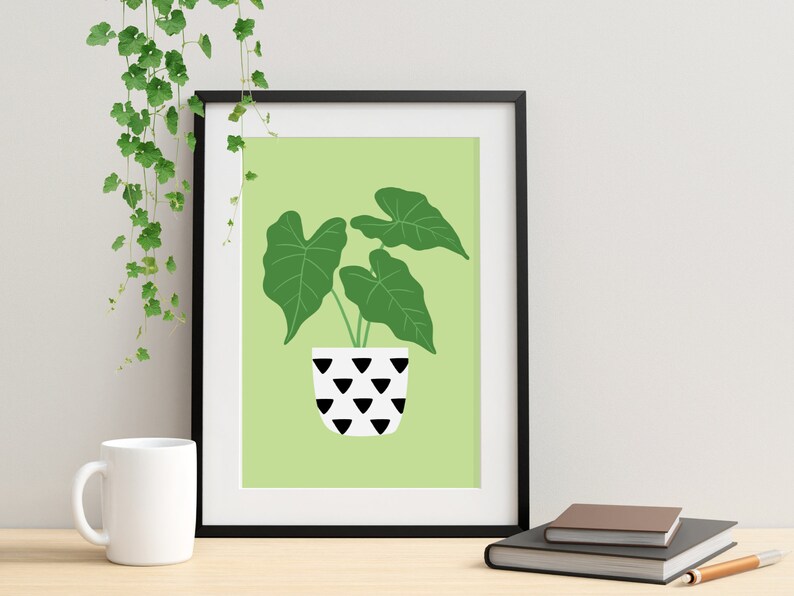 Alocasia Houseplant Print Botanical Home Decor Green Wall Art Unframed A3 A4 A5 8x10 5x7 image 6