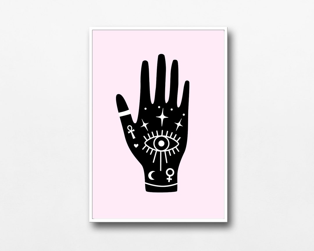 Palmistry Art Print Pink Fortune Teller Palm-reading Occult - Etsy