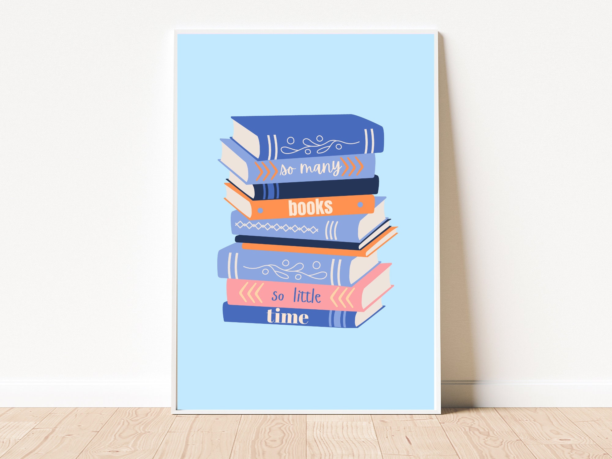 impression d'art tant de livres | si peu temps art mural amoureux des bleu sans cadre a3 a4 a5 8 x 10 5 7