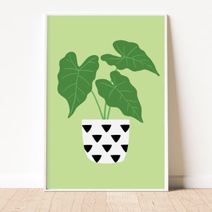 Alocasia Houseplant Print Botanical Home Decor Green Wall Art Unframed A3 A4 A5 8x10 5x7 image 1