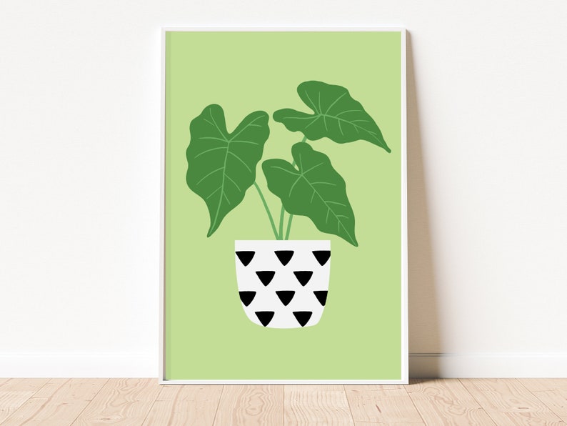 Alocasia Houseplant Print Botanical Home Decor Green Wall Art Unframed A3 A4 A5 8x10 5x7 image 1