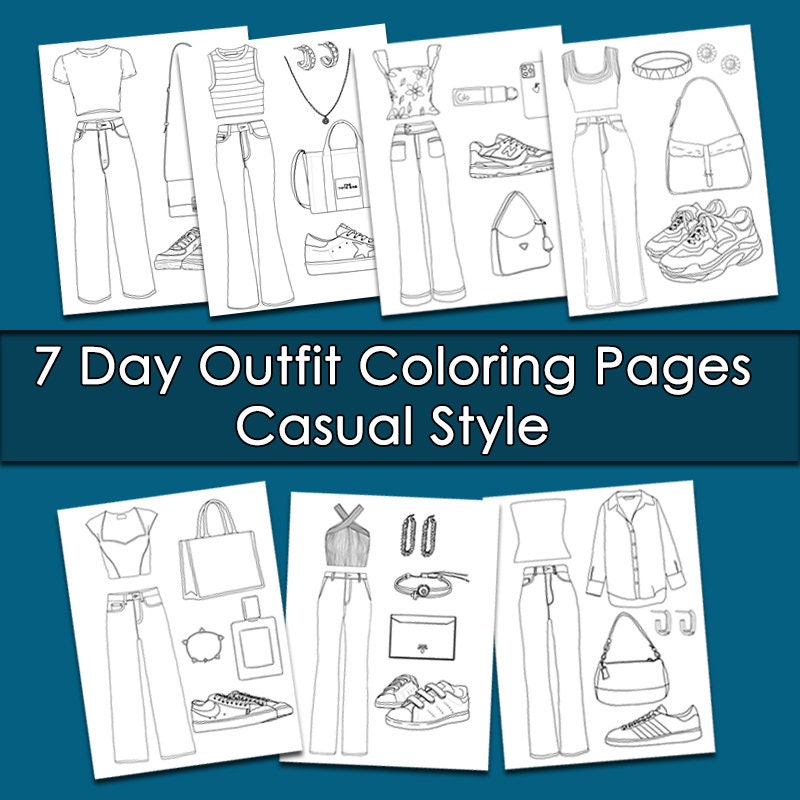 Coloring Pages - Fashion Coloring Pages, 7 Day Casual Outfits ...