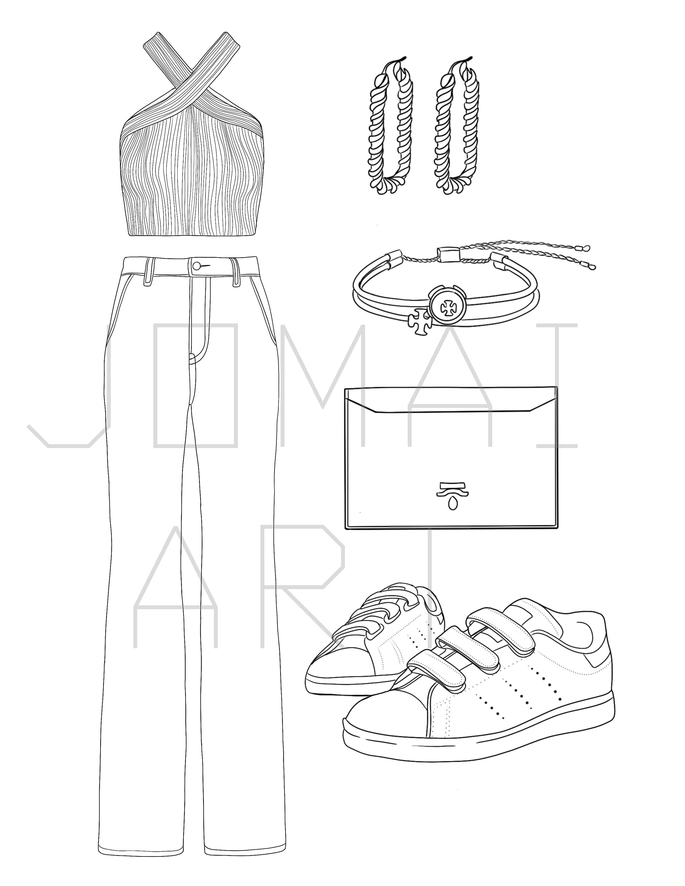 Coloring Pages - Fashion Coloring Pages, 7 Day Casual Outfits ...