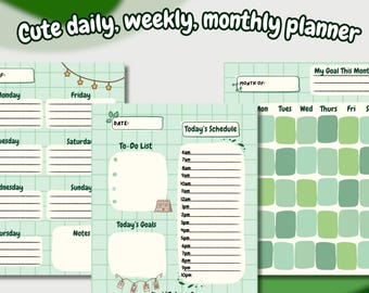 Plant Planner Bundle: Daily, Weekly, Monthly (Printable PDF) Letter, A4 sizing