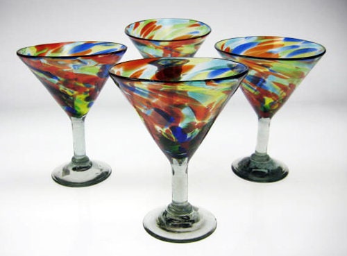 Hand Painted Fancy Martini Glass Black, Gold and Silver Elegant Swirls,  Flowers, Dots Personalized Cocktail Glasses 