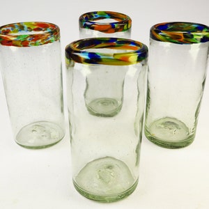 Mexican Glasses Confetti Rim Tumblers, 20 oz (Set of 4)