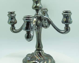 An Impressive pair (2) of Antique German 835 Silver Art Nouveau 5 Light Centerpiece candelabras, 1000 Grams each. 1900s