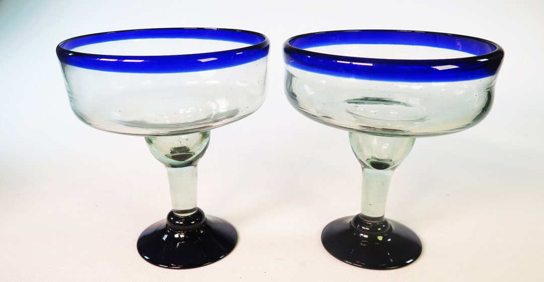 Mexican Monster Margarita Glass, Blue Rim set of 2, 36oz Etsy