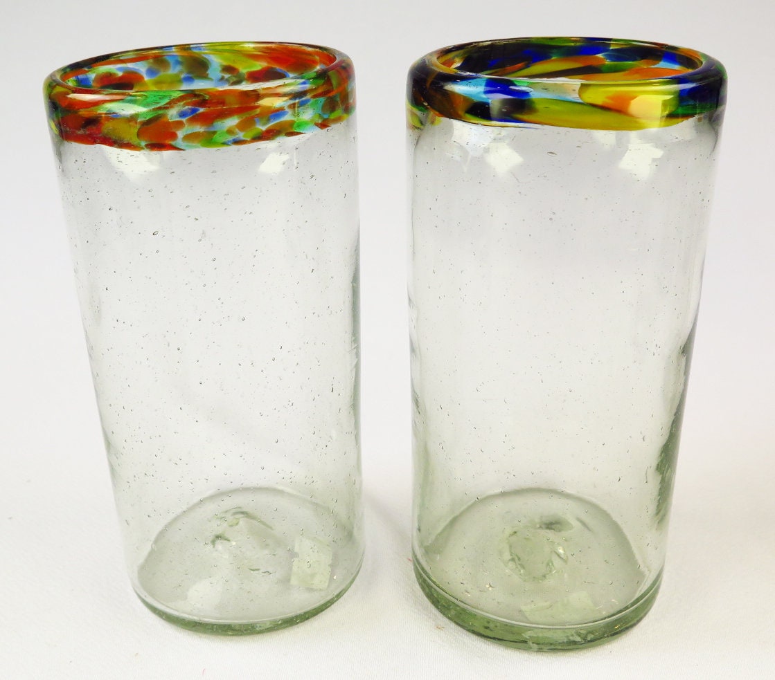 Home & Living Drink & Barware Mexican Glass Confetti Swirl Tumblers
