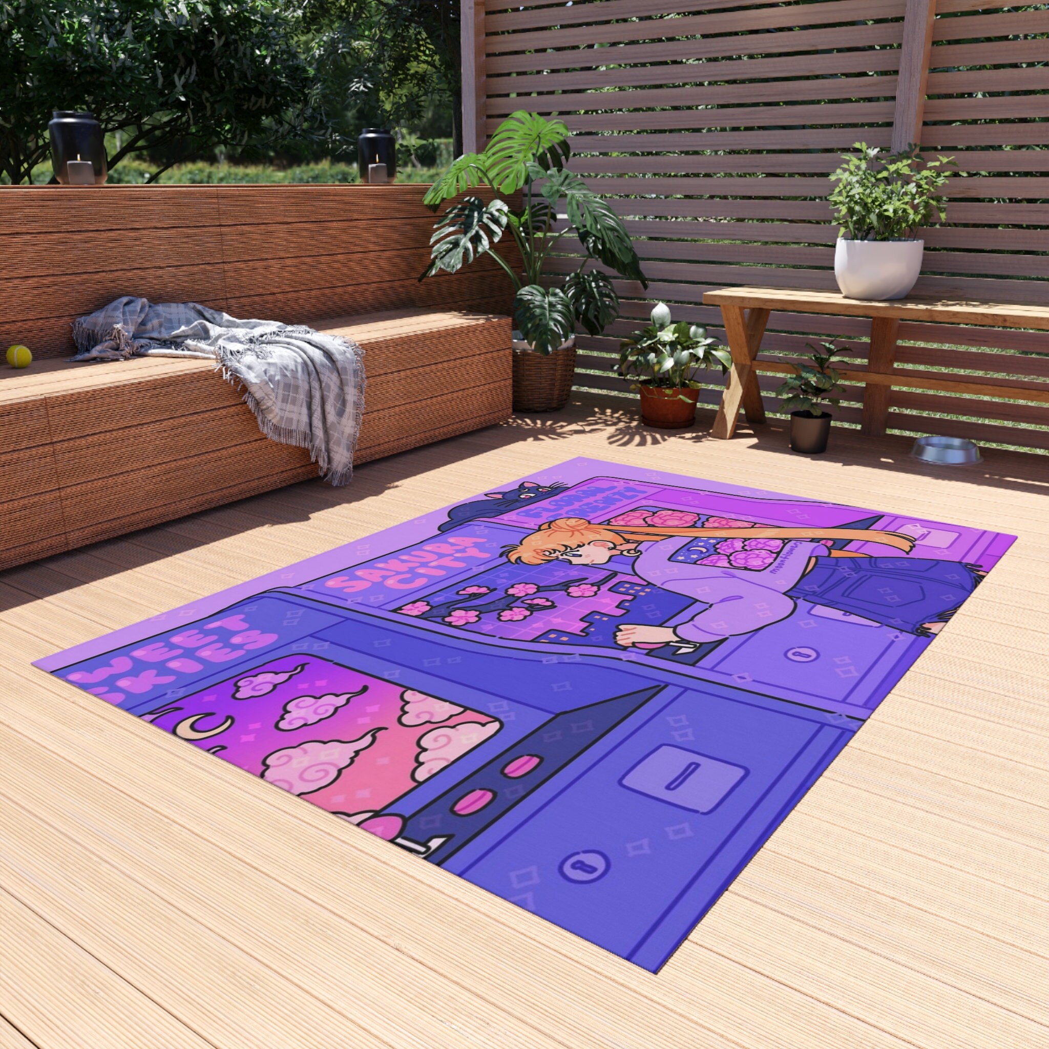 Anime Rug Sailor Moon Rug anime Rugs Kawaii Rug Purple Etsy