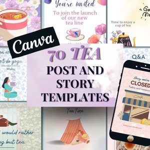 Tea Shop Templates: Elevate Your Online Presence with Flowercore Aesthetic | 70+ Customizable Canva Designs | Light shade palette version