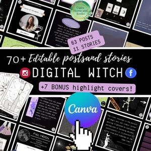 Oltre 70 modelli Instagram di Digital Witch per Canva gratis / Per creatori di contenuti, titolari di aziende magiche e blogger