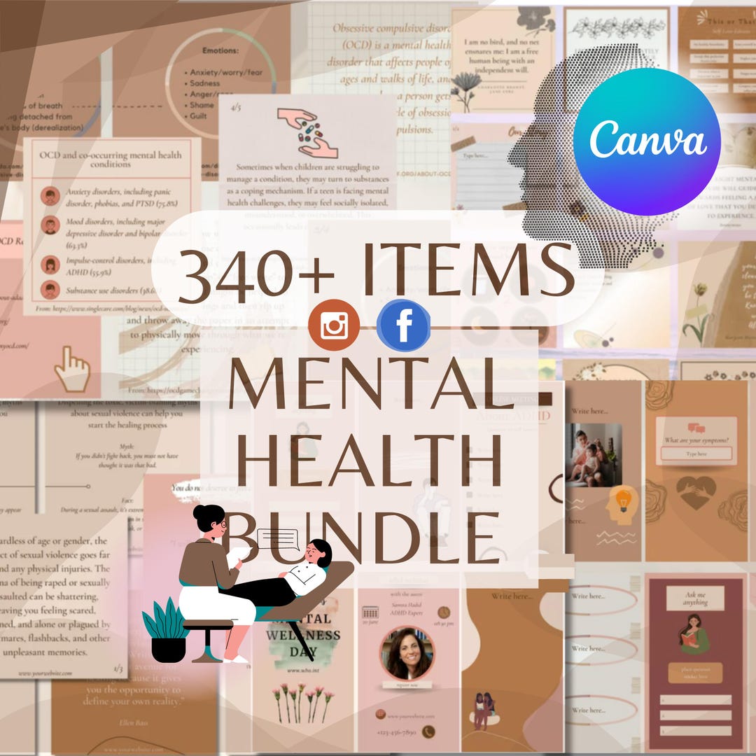 Mental Health Instagram Templates | Social Media Posts, Stories (canva ...