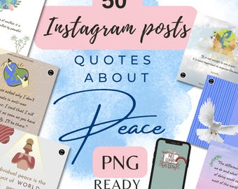 50+ Peace Quotes PNGs for Instagram | Ready-to-Post Social Media Graphics | Inspirational Digital Content for Non-Profits & Educators