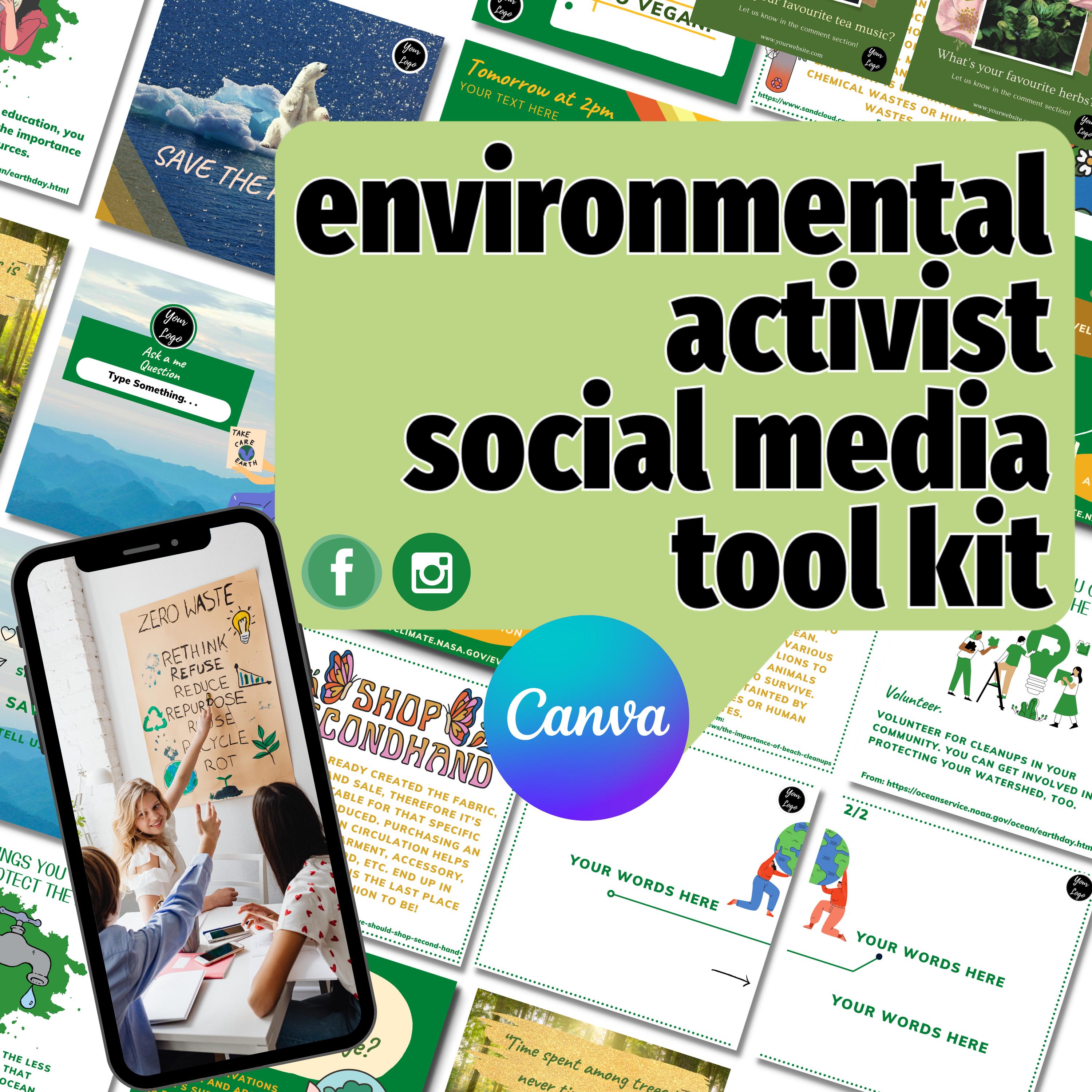 60+ Eco-Friendly Canva Templates for Instagram | Climate Activist and Environmentalist Social Media Toolkit | Schools & Organizations
