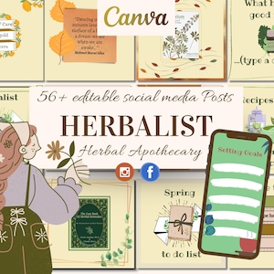 Herbalist posts and stories | Herbal Apothecary | Instagram templates Editable on Canva