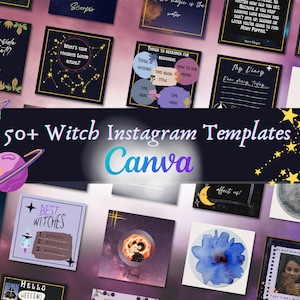 Witch Life Instagram | 50+ Posts, Stories and highlight covers Templates | Customizable on Canva