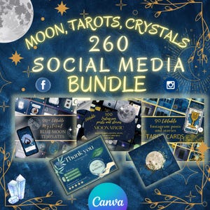 Moon, Tarots and Crystals BUNDLE | Canva Templates
