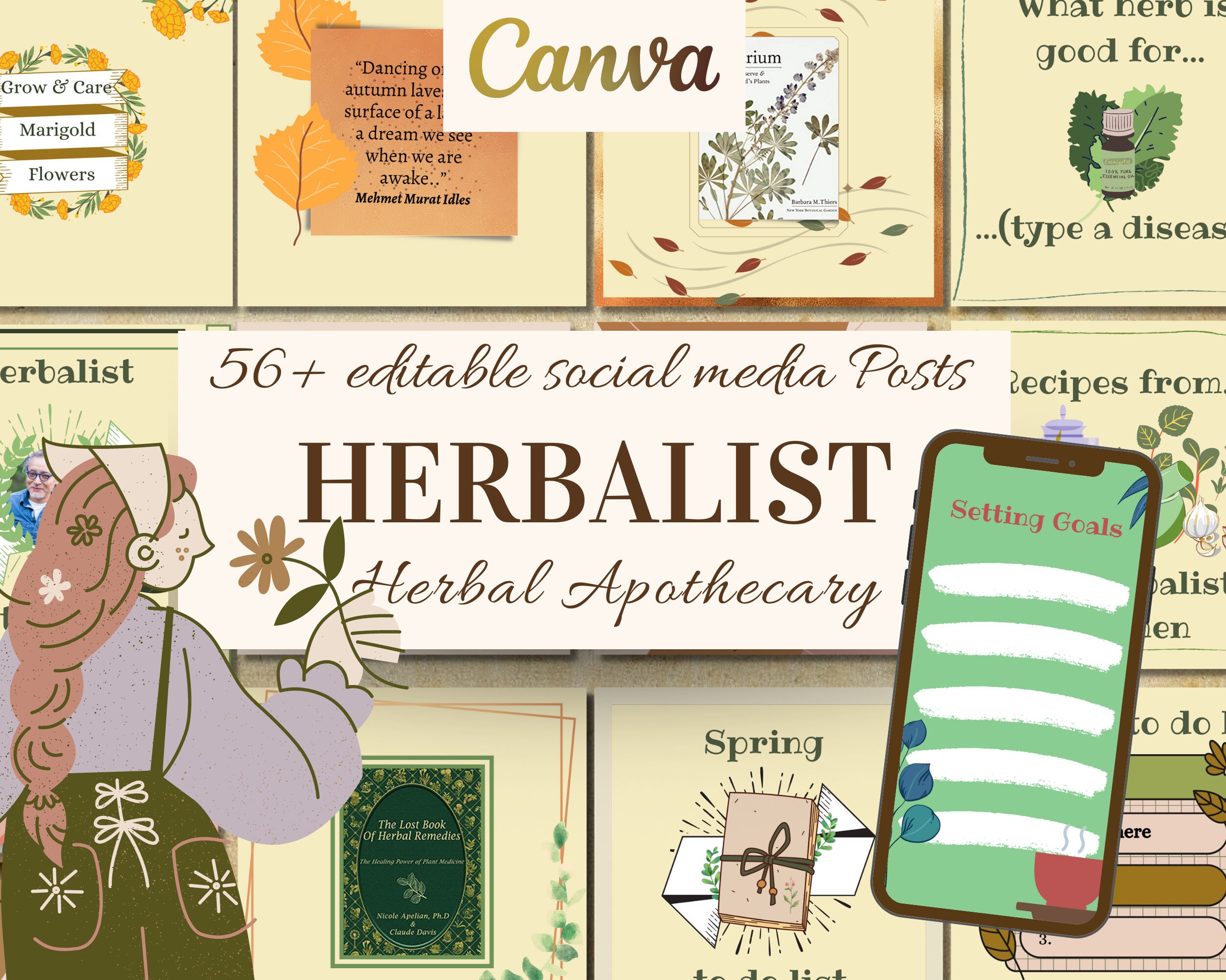 Herbalist Posts and Stories Herbal Apothecary Instagram Templates