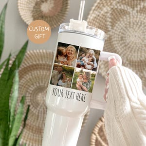 Custom Photo Collage Tumbler 20 40 oz, Picture with Personalization Cup, Personalized Image Tumbler for Grandma, Christmas Gift from Kids
