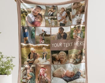 Personalized Photo Blanket Collage, Picture Blanket With Text, Family Blanket, Memorial Blanket, Best Friend Gift, Anniversary Gift