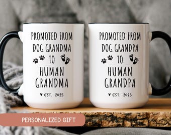 Promoted From Dog Grandparents To Human Grandparents, Pregnancy Announcement, New Grandpa and Grandma Gift, Baby Announcement