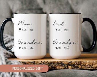 Promoted from Parents to Grandparents Pregnancy Announcement, Personalized Gift for New Grandma Grandpa, Baby Announcement Mug