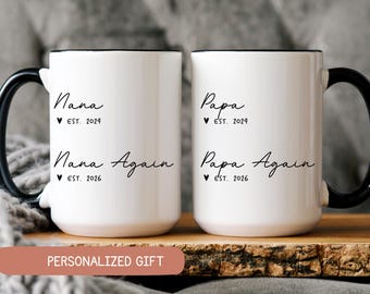 Nana Papa Again Gift Idea, Pregnancy Announcement, Nana Again Gift, Papa Again Gift, Baby Again Gift, Grandparents Mug, Nana Again Mug