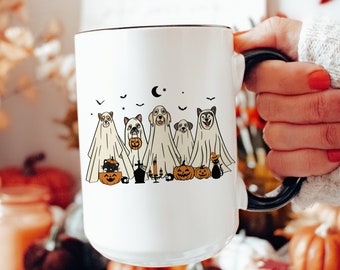 Сute Ghost Dog Mug, Ghost Dog Coffee Cup, Dog Lovers Gift, Halloween Dog Mug, Spooky Season Gift, Dog Mom Mug, Funny Dog Glass Cup