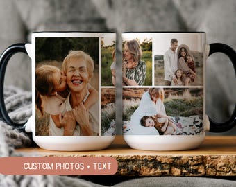 Custom Photo Collage Coffee Mug with personalization for Mothers day Personalized image mug for Grandma Picture collage Christmas gift mug
