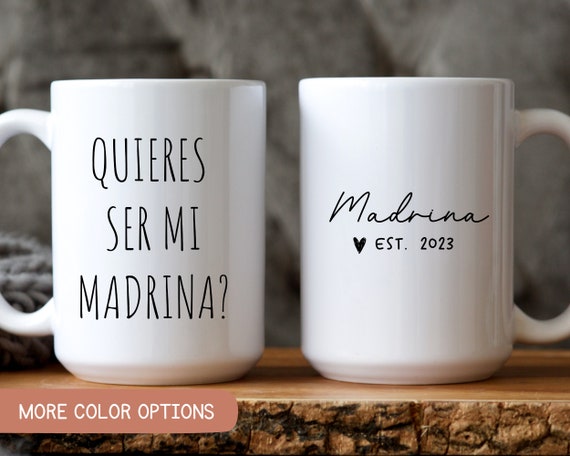 Quieres ser mi Madrina de Bautizo Ceramic Mug 11oz | Will you be my  Godmother in Spanish | Spanish Godmother Gift, White