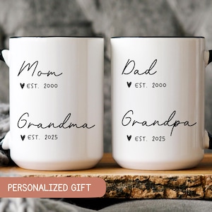 Promoted from Parents to Grandparents Pregnancy Announcement, Personalized Gift for New Grandma Grandpa, Baby Announcement Mug