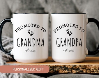 Promoted to Grandparents, Pregnancy Announcement, New Grandpa Gift, New Grandma Gift, Grandma Grandpa Mug, New Baby Announcement