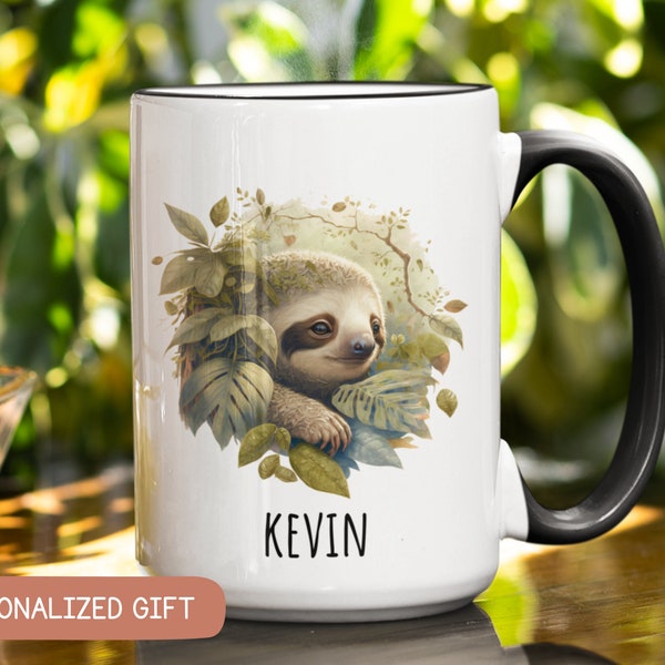 Personalized Sloth Mug, Sloth Gifts for Him, Sloth Coffee Mug , Sloth Lover Gift, Cute Sloth Coffee Cup, Custom Sloth Birthday Gift for her