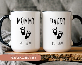 Mommy, Daddy Mug est 2024, First Time Mommy Gift, First Time Daddy Gift, New Daddy Gift, New Mom Mug, Pregnancy Announcement,Baby Reveal Mug