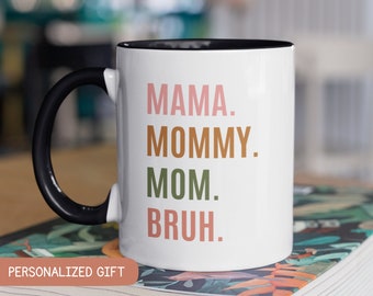 Novelty Genius Funny “Mama Mommy Mom Bruh” Large Ceramic 15oz Hot Coffee  Mug, Handle, Microwave Safe