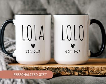 New Grandma/Grandpa Mug: Lola, Lolo Pregnancy Announcement Gift