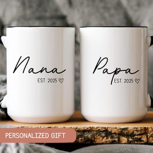 Nana Papa Pregnancy Announcement, New Nana Gift, New Papa Gift, Nana and Papa Mug Set, New Baby Announcement, New Grandma Gift Mug