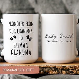Promoted From Dog Grandma To Human Grandma, Custom Pregnancy Announcement, New Grandpa and Grandma Gift, Baby Announcement