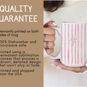 Personalized striped grandma mugs with names  Gigi  Grandma in pastel colors, custom coffee cups for pregnancy announcement or Mother’s Day gift
