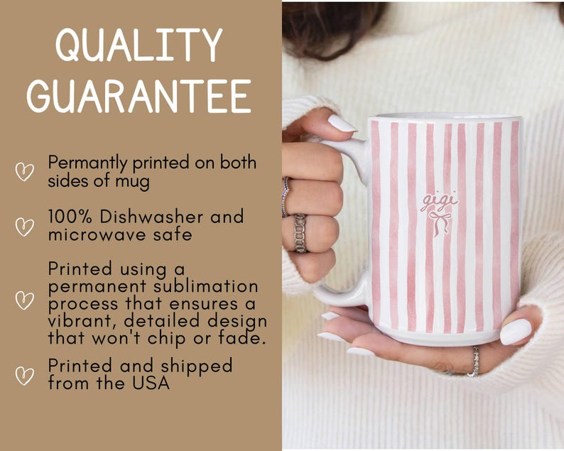 Personalized striped grandma mugs with names  Gigi  Grandma in pastel colors, custom coffee cups for pregnancy announcement or Mother’s Day gift