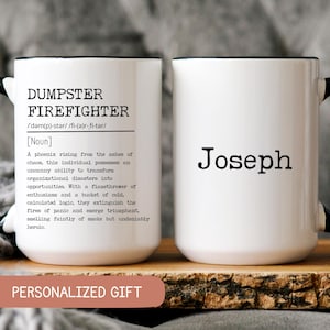 Funny Dumpster Firefighter Mug with Funny Definition, Workplace Bestie Gift, Personalized Manager Mug, Funny Boss Gift Idea, Coworker Gift
