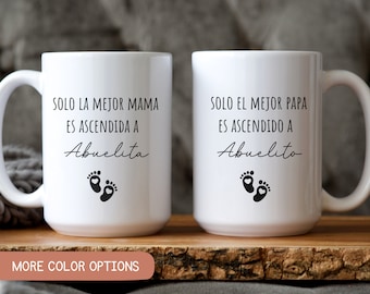 Promoted to abuelo y abuela, Abuelos Pregnancy Announcement, Baby Announcement Mug in Spanish, Anuncio de Embarazo en espanol Gift