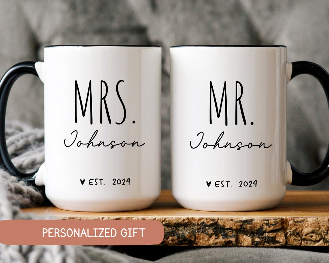 Personalized Mr and Mrs Coffee Mugs, Custom Mr Mrs Coffee Mugs, Husband ...