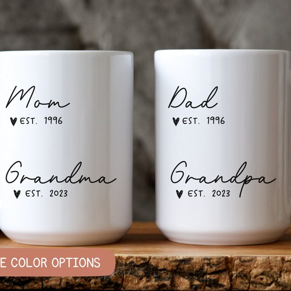 Promoted from Parents to Grandparents Pregnancy Announcement, Personalized Gift for New Grandma Grandpa, Baby Announcement Mug